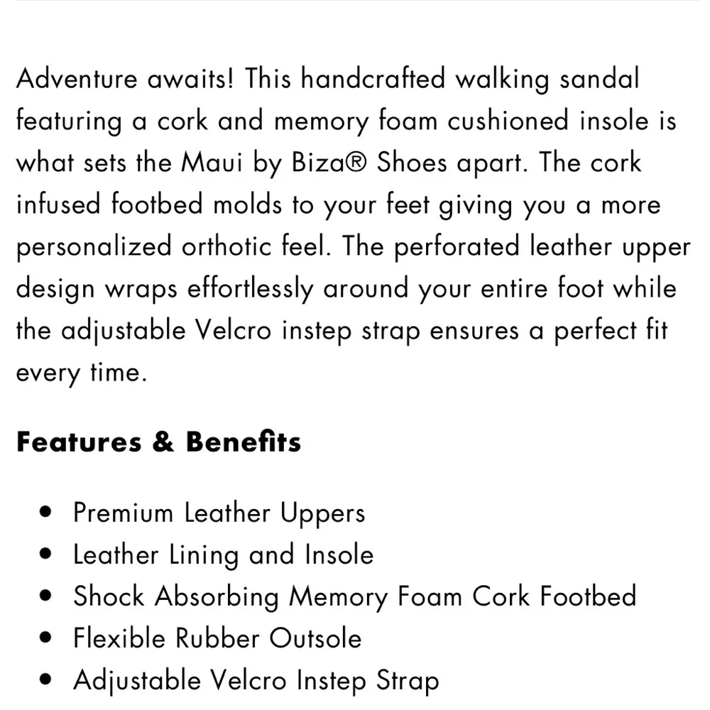 Biza Maui Leather Footbed Sandal 6.5/37 Cork & Memory Foam in Pewter - Picture 8 of 8